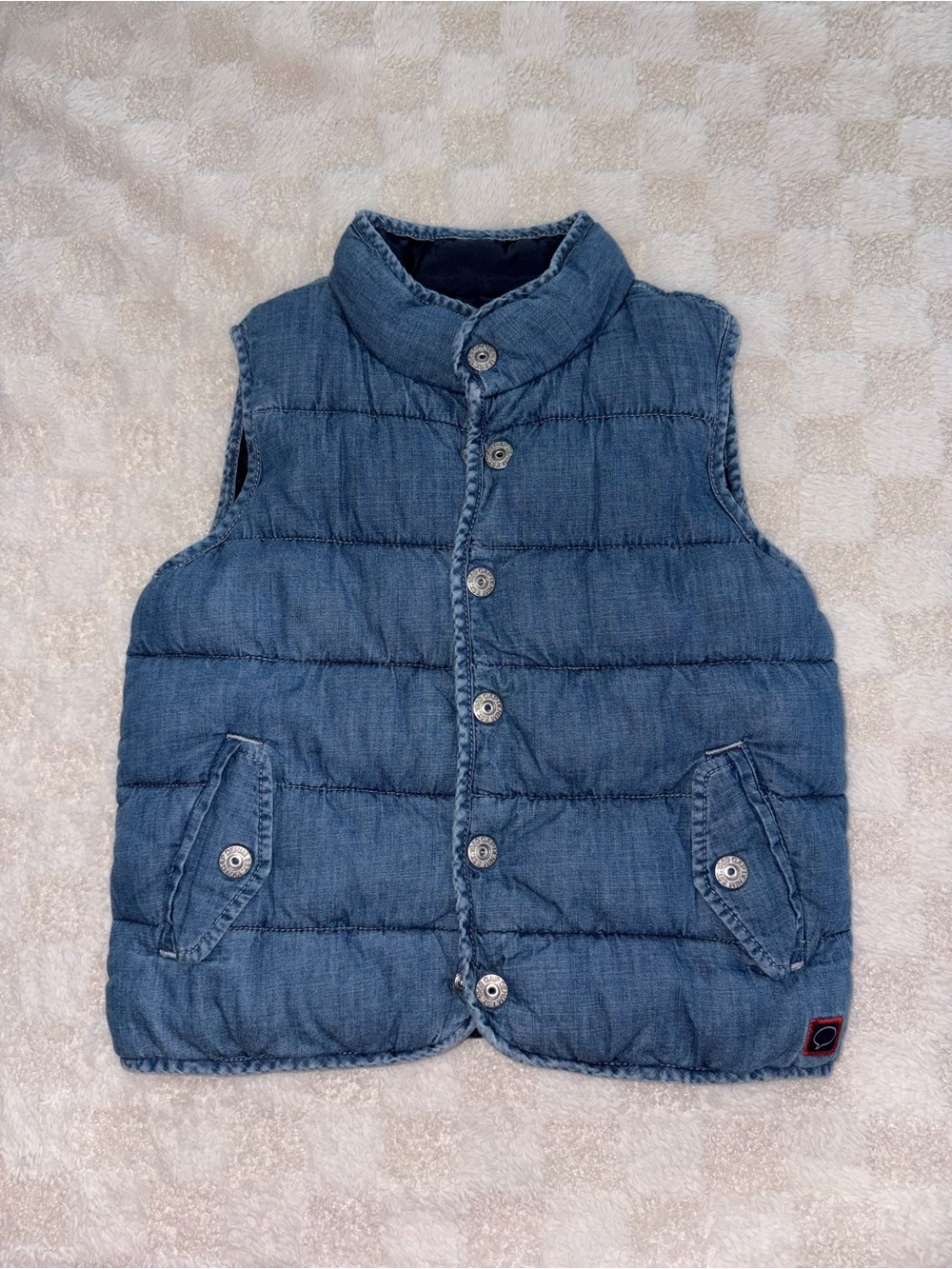 Gap Kids Chambray Puffer Vest with Snap Front and Pockets Size Small (6-7)
